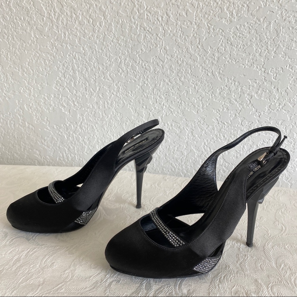 Giorgio Armani satin crystal embellished pumps - Picture 2 of 10